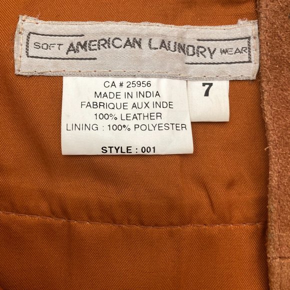 XS Scallop hem cognac suede mini skirt - Picture 6 of 8